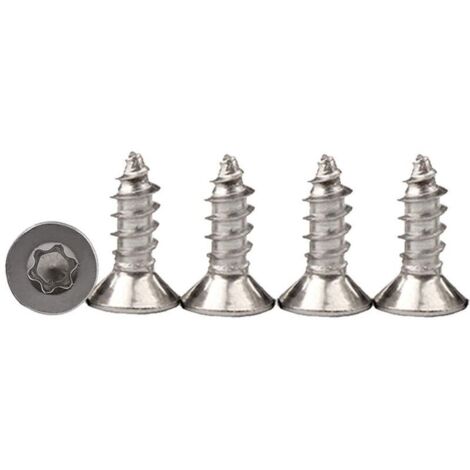 100pcs M3 x 10 Vis à bois à tête fraisée Torx entièrement filetée pour aggloméré A2 Vis autotaraudeuses en acier inoxydable Quincunx standard Fixation à filetage complet pour le