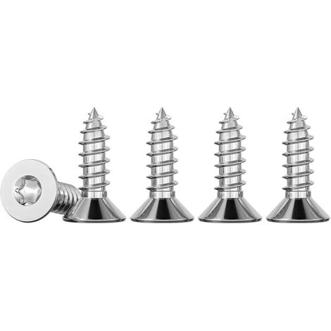 100pcs M3 x 12 Vis à bois à tête fraisée Torx entièrement filetée pour aggloméré A2 Vis autotaraudeuses en acier inoxydable Quincunx standard Fixation à filetage complet pour le travail du bois