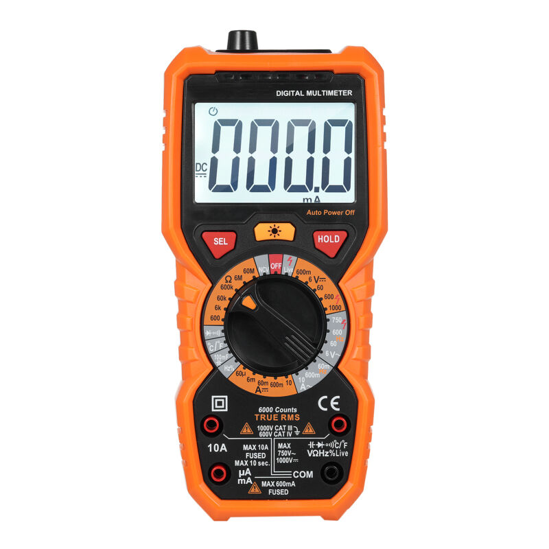 Multimètre numérique, voltmètre à valeur efficace vraie, testeur électrique, 6 000 points, mesure de la tension/du courant alternatif/continu, de la