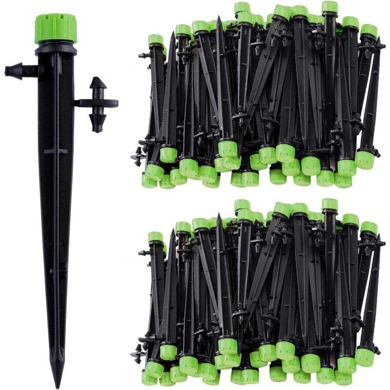 100pcs Micro-asperseur D'irrigation Goutte à Goutte, 360 Degrés 8 Trous d'eau Flux Irrigation Emetteurs pour Tube de 1/4 (4-7mm), Vert