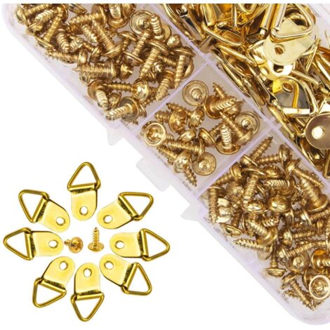 100pcs Or-kit De Support Pour Photo Cadre En Acier Inoxydable Attache Cadre Crochets De Suspension Photo Crochet Miroir Suspendre Assortis Accroc