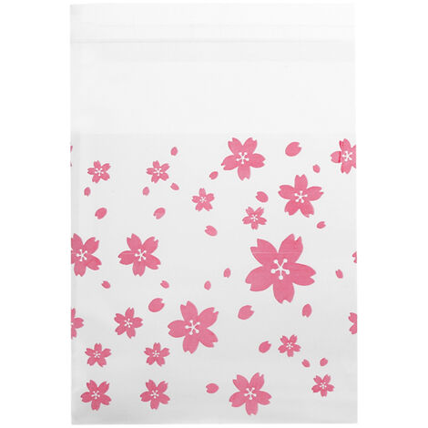 100Pcs/Pack Flower Pattern Wedding Plastic Cookie Biscuit Candy Bag (Oriental Cherry 7 x 7cm )