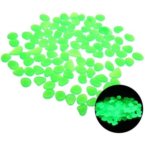 100PCS Pierre lumineuse Vert Artificiels Galets Fluorescent Décoration pour Jardin Chemin Piscine Aquarium