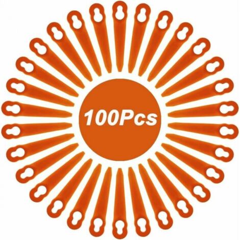 100pcs Plastic Replacement Blades for Strimmer Lawn Mower Blade Cordless Brush Cutter Blades Replacement Cutting Blades for Garden Lawn (L83 Orange)