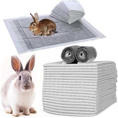 100PCS Rabbit Pee Pads 18× 13in Disposable Cage Liners Super Absorbent Black Carbon Odor-Control Bunny Training Pad with Quick-Dry Surface for Bunny Guinea Pig Kitten Hedgehog Small Animals