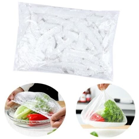100pcs Sac de Conservation,charlottes Plastiques,Utile pour Couvrir différents Plats,Couvercle de Protection Alimentaire Gain de