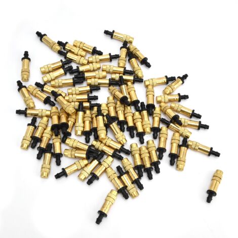 100PCS Single Hook Copper Atomizing Nozzle Drip Irrigation Sprayer Atomizing Sprinkler for 4/7 Hose