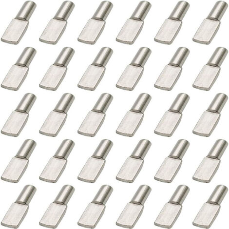 100Pcs Taquet Etagere, 5mm Support d'Étagère Étagère Broches Cheville Etagere Supports de Plaque en Métal Nickelé pour Armoire Bureau Accessoires