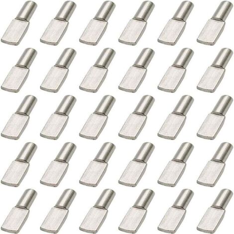 100Pcs Taquet Etagere, 5mm Support d'Étagère Étagère Broches Cheville Etagere Supports de Plaque en Métal Nickelé pour Armoire Bureau Accessoires