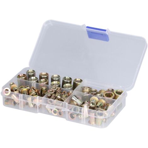 100PCS Threaded Inserts M3‑M8 Portable Galvanized Carbon Steel High Strength Rivet Nuts Assortment100PCS