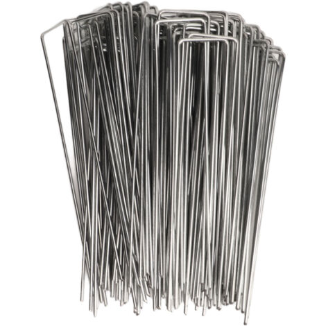 100Pcs U Shaped Garden Stakes Galvanized Steel Landscape Stakes Pins for Weed Barrier Sod Fabric Decorations Roughness 3mm/0.12in