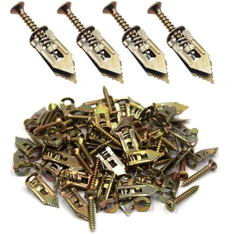100pcs vis d'ancrage auto-perceuses pour cloisons sèches, Kit d'ancrage pour marteau, fixations pour plaques de plâtre zinguées