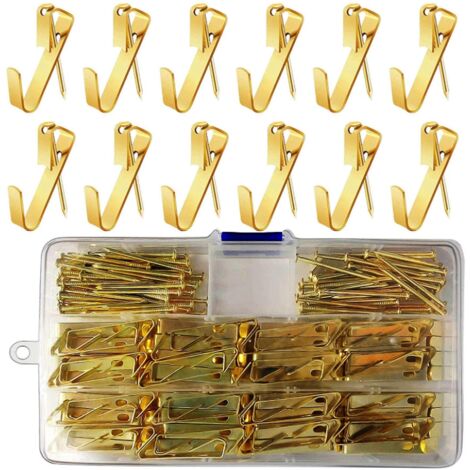 100pcs50lbs Kit De Support Pour Photo Cadre En Acier Inoxydable Attache Cadre Crochets De Suspension Photo Crochet Miroir  Suspendre Assortis Accr