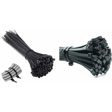 100pièces Collier de Serrage 200 mm x 2,5 mm, Professionnelles Attache Câble, Serre Câbles Nylon, Colliers Serre-Cable 200mm, Noir, Lot de 100Pièces & ERKO 100 pièces d'attaches de câble