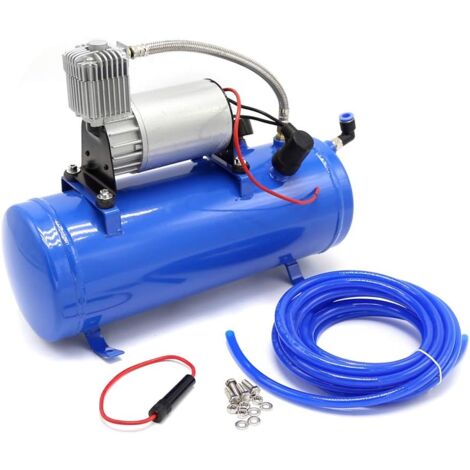 100Psi 6L Compressore d'Aria Automatico Kit clacson Compressore d'Aria 12V Compressore con Serbatoio d'Aria compressa Manometro Tubo Aria Lungo