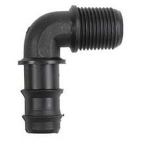 100PZ RACCORDO PORTAGOMMA GOMITO 90 FILETTATO MASCHIO POLIPROPILENE mm16xM 1/2"