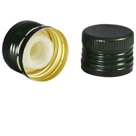 100PZ TAPPO IN ALLUMINIO CON VERSATORE PER BOTTIGLIA OLIO mm. 31,5x24 col.verde