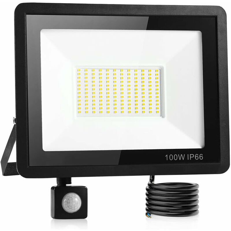 100W Led Projecteur Exterieur Detecteur,Ip66 imperméable luminaire Exterieur Detecteur,Lumière blanche froide,Largement Utilisé Dans Les Garages, Les