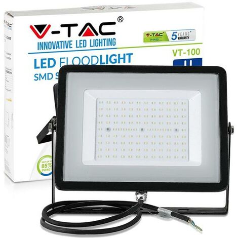 100W PROIETTORE LED SMD SAMSUNG CHIP CORPO NERO LUCE BIANCA 6400K                                        - Luce FREDDA