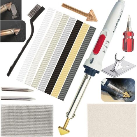 100W Soudage Plastique, 2 en 1 Réparation Plastique, Kit Reparation Plastique avec 7 Types 56 Baguettes de Soudage&4 Pointe de fer à Souder, Soudage Plastique pour Voitures Pare-Chocs