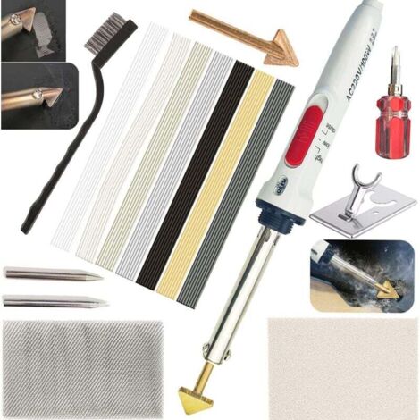 100W Soudage Plastique, 2 en 1 Réparation Plastique, Kit Reparation Plastique avec 7 Types 56 Baguettes de Soudage&4 Pointe de fer à Souder, Soudage Plastique pour Voitures Pare-Chocs