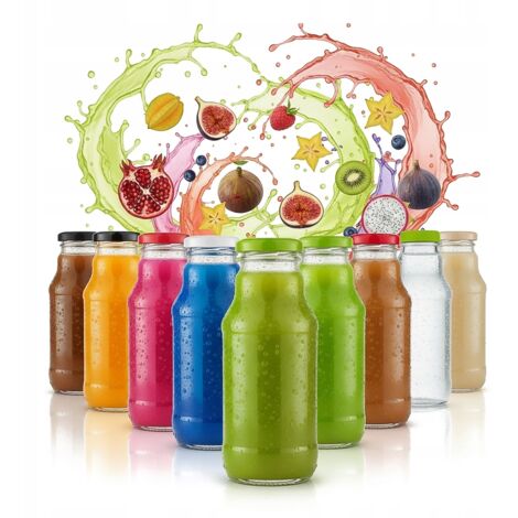 100x Botellas de Jugo Winnie the Pooh 330ml + Tapa Botella de Vidrio para Jugo y Jarabe