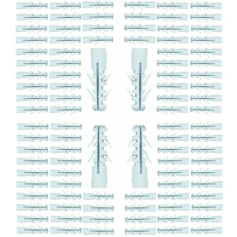 100x Cheville à expansion classique universelle pour matériaux solides en nylon PA6 sans collerette Mur Plafond Béton Plâtre Multifonction Vis Visserie Fixation, 8 x 40mm