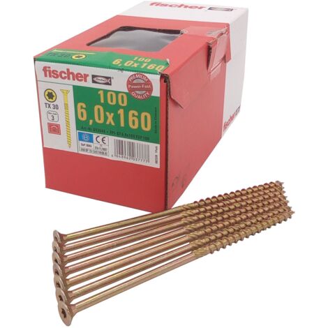 100x fischer Spanplattenschrauben 6,0x160 Power Fast  TX Senkkopf Teilgewinde