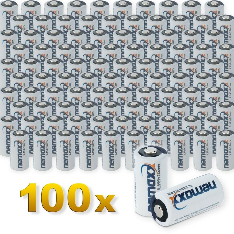 

100x 3V Pila de Litio CR123A 1700 mAh - Nemaxx