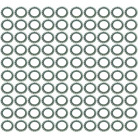 100x Rondelle évantail plate à denture extérieure rondelle frein dentelée en acier zingué DIN 6798 forme A Dent Blocage Fixation Vis Boulon Quincaillerie Electricité, M6x11x0,7mm
