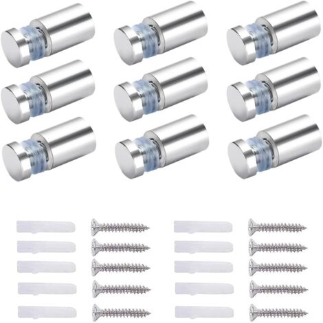 100X Separador de Fjación de Vidrio, Publicidad de Vidrio Acrílico Standoff, 12X25mm, con Accesorios de Montaje de Tornillo