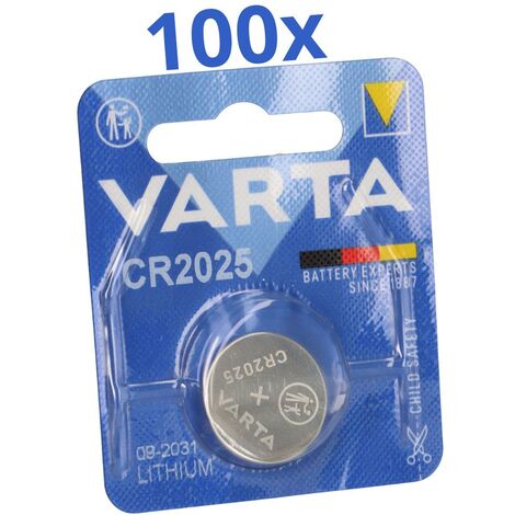 100x VARTA CR2025 Lithium-Knopfzelle 3V 1er Blister