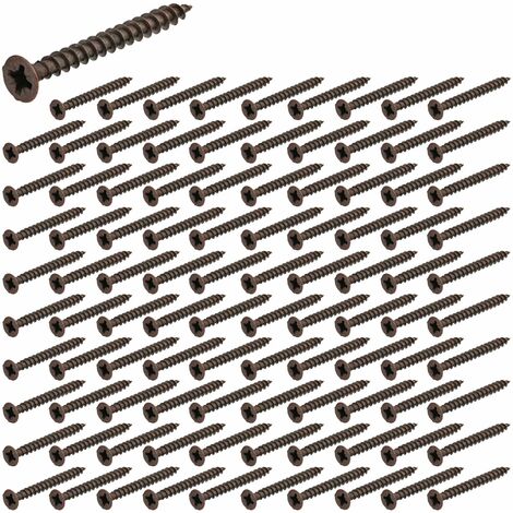 100x vis cruciforme PZ à tête fraisée M4x40mm filetage complet brunie bronze