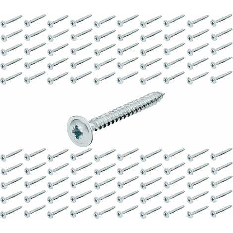 100x vis cruciforme tête plate M3 x 25mm filet complet acier bois meuble