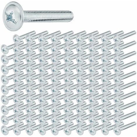 100x vis filetée M4x50mm tête plate fente cruciforme fixation de poignées boutons de meubles, acier zingué