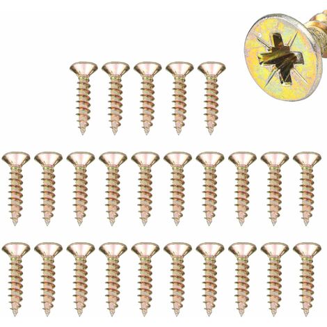 100x vis fraisée filet complet acier bichromaté PZ pozidriv bois aggloméré meuble, M2,5 x 20 mm