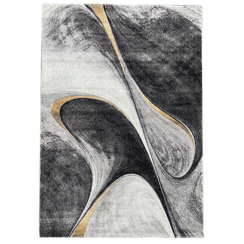 Tapis salon et chambre 120x170 jaune et gris rectangle tissé motif géométrique madila