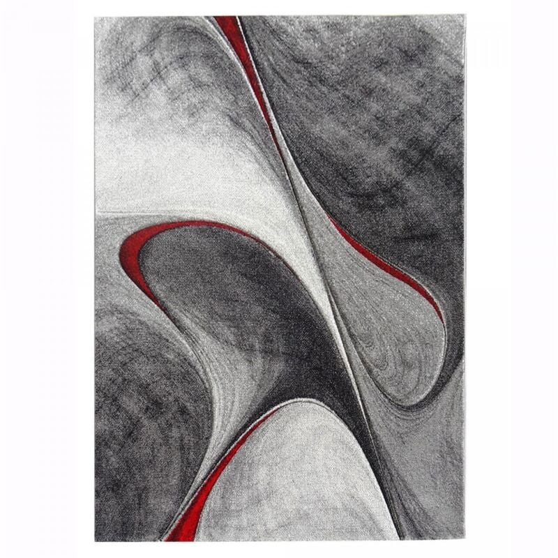 Unamourdetapis - Tapis salon et chambre 60x110 rouge et gris rectangle tissé motif géométrique madila