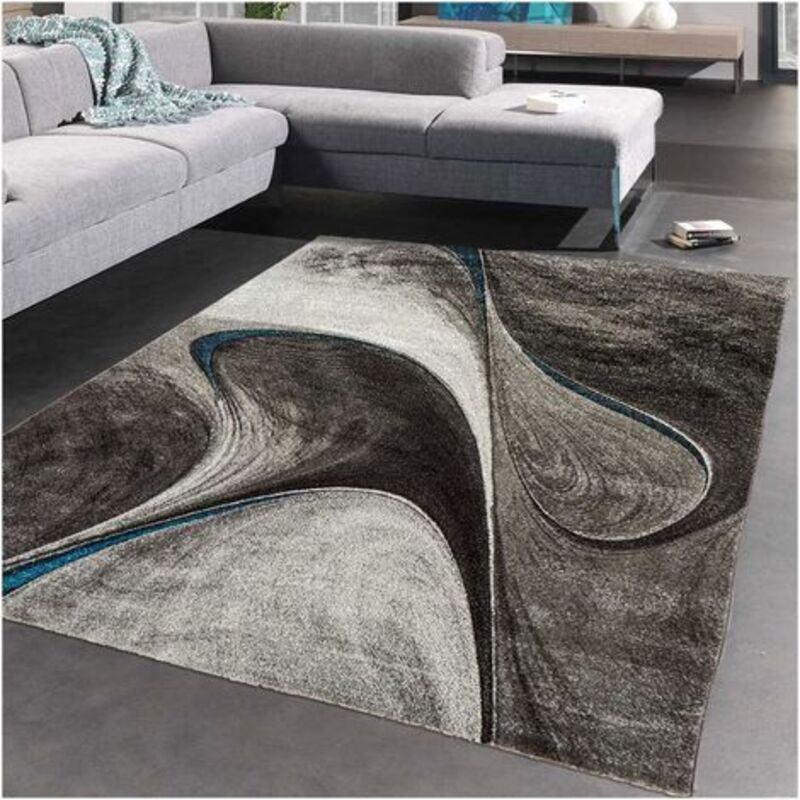 Unamourdetapis - Tapis salon et chambre 160x230 noir rectangle tissé motif géométrique madila