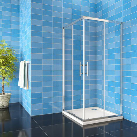 100x100x185cm 6mm Glas Eckeinstieg Schiebetür