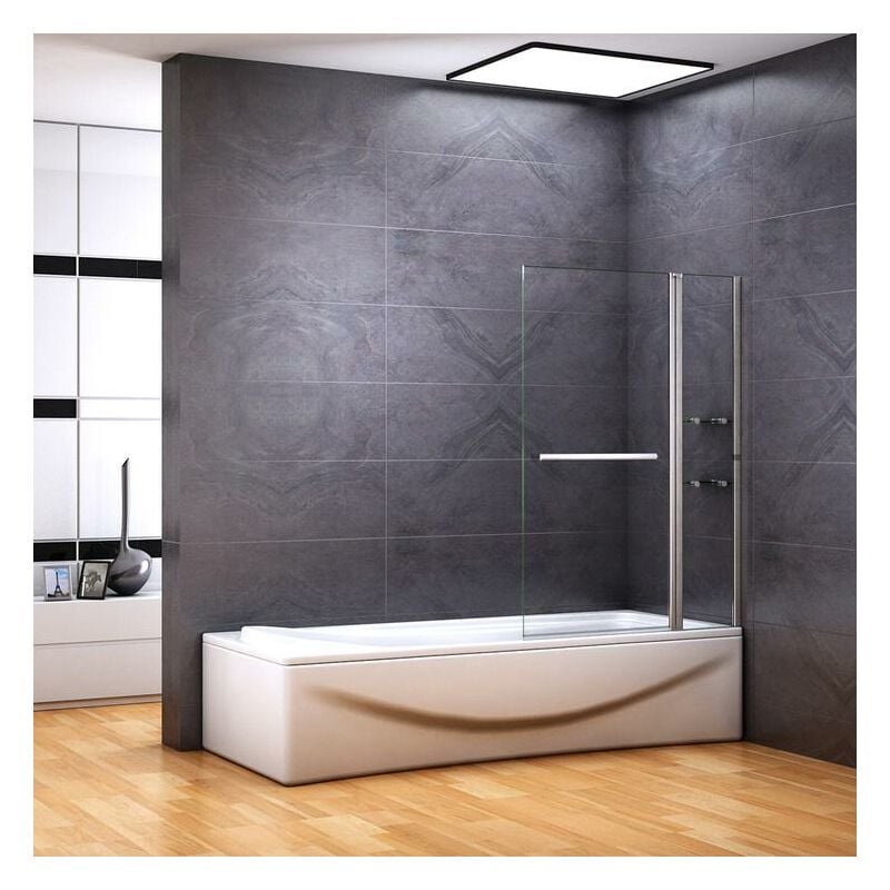 

100x140cm Accesorio para bañera de, partición de ducha giratoria de pared de ducha de pared plegable de 2 partes