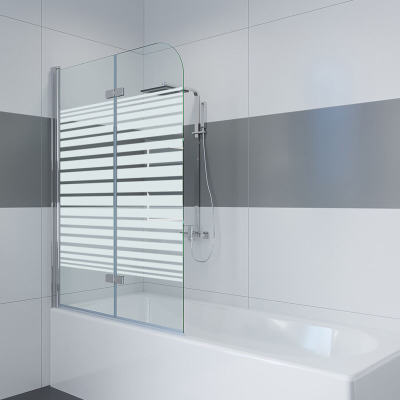 Impts - Fixation de baignoire Cloison de douche Paroi de douche en 2 parties Paroi pliante pour baignoire Verre de sécurité trempé de 6 mm avec