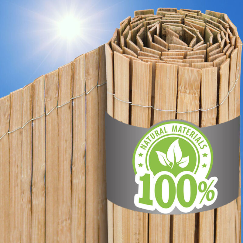 100x300 Brise-Vue Balcon Bambou Naturel Clôture Jardin Pare-Soleil Terrasse Bois