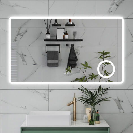 100X60CM SPECCHIO DA BAGNO BLUETOOTH ANTIAPPANNAMENTO, 3 COLORI DIMMERABILI, LENTE D'INGRANDIMENTO 3X