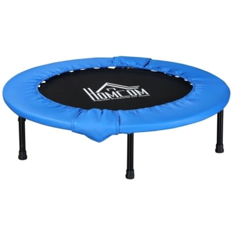 Φ101 Mini Fitness Trampoline Home Gym Yoga Exercise Rebounder Indoor Outdoor Jumper with Safety Pad, Support Up to 100 KG, Blue and Black