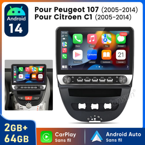 10.1 pouces Carplay Autoradio pour Peugeot 107 Toyota Aygo Android 2+64GB JUNSUN