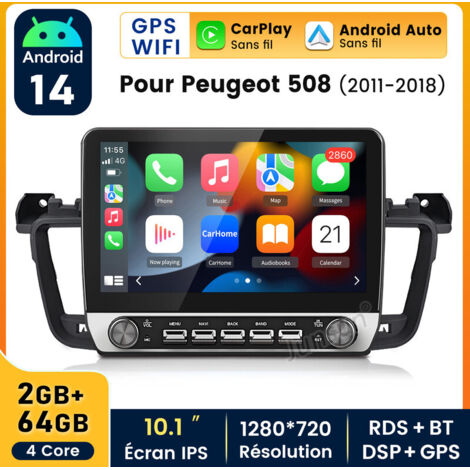10.1 pouces Carplay Autoradio pour Peugeot 508 Android 2+64GB JUNSUN