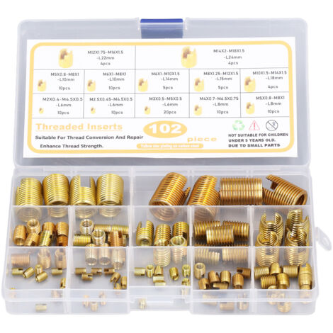 102 inserts filetés autotaraudeurs M2-M14 en acier à haute teneur en carbone pour réparation rapide
