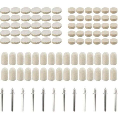 102 Tamponi lucidanti in feltro di lana, ruota lucidante abrasiva per accessori - Utensili rotanti - Misure assortite 10/13/25 mm di diametro