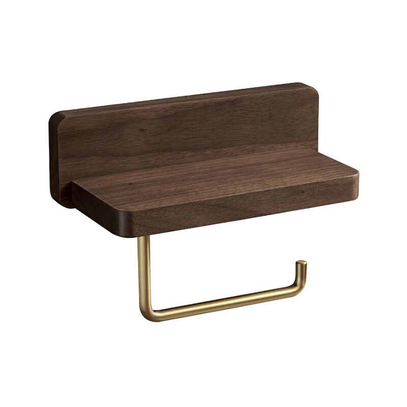 Linghhang - 10x20 CM)Porte Papier Toilette Double Installation Bois Massif Hêtre Dérouleur Support Papier wc Mural Auto-adhésif Coins Arrondis Porte